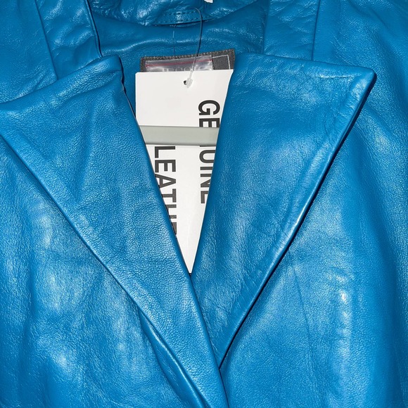 JESSICA LONDON GENUINE LEATHER BLUE LIGHTWEIGHT JACKET 16W - Picture 3 of 7